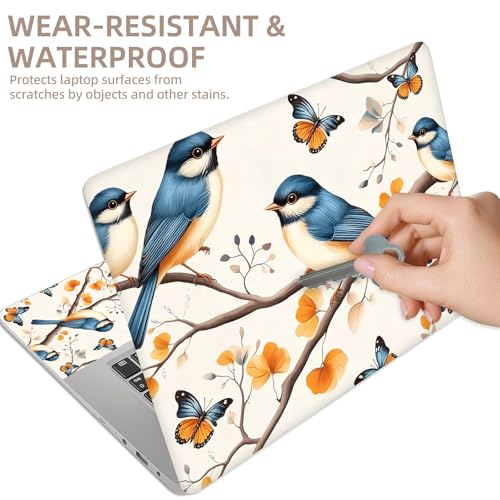 Universal Laptop Skin Sticker for 12/13/14/15.6 Inch Laptops, Reusable Vinyl Laptop Decal Cover, Waterproof Scratch Resistant Notebook Skin with 2 Wrist Pads,Hummingbirds Illustration - color: Hummingbirds Illustration