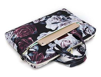 Red and White Rose Laptop Shoulder Messenger Bag Case With Rebound Bubble Protection for 15.6 inch-16 inch laptop - color: ‎red and White Rose(cushioned)