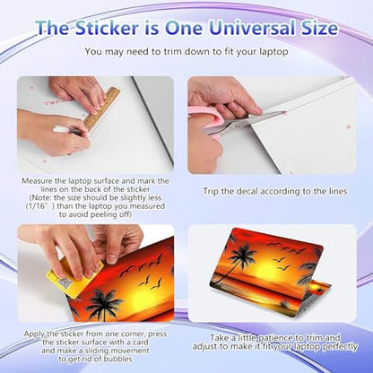 Laptop Skin Sticker Decal Cover,Sunset with Palm Trees | DIGTIALL Universal Laptop Skin Sticker, Waterproof Removable Notebook Decal Protector Cover for 12 13 14 15 Inch Laptops - color: Sunset With Palm Trees