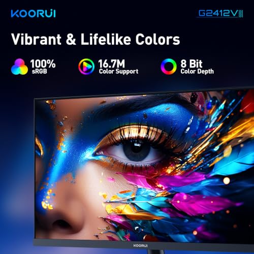 KOORUI 24 Inch Gaming Monitor, 180Hz FHD 1080P VA Display with 3000:1 Contrast, Eye Care, HDMI & VGA, VESA 100x100mm Mountable for Dorm Room, Dual-Screen Setup, PC and Console Gaming - size: 24"/FHD/180Hz