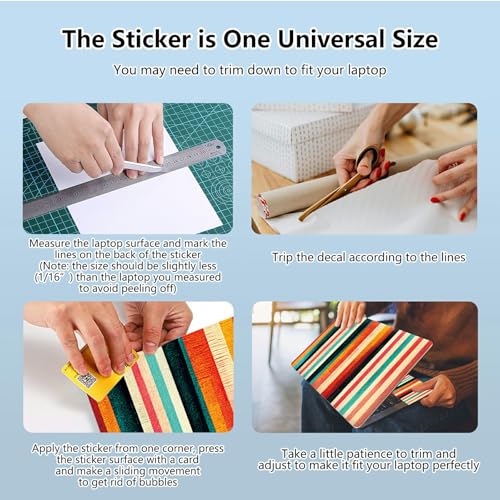 Universal Laptop Skin Sticker with 2 Wrist Pad Skins, Waterproof Scratch Resistant Vinyl Laptop Cover Decal, Cut to Fit for 11–15.6 Inch MacBook HP Dell Lenovo, Color Vertical Stripe - color: Color Vertical Stripe