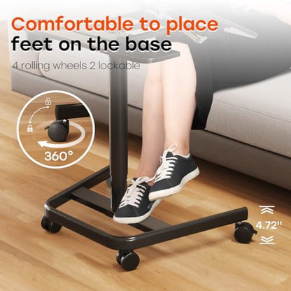 JOY worker Rolling Standing Desk, 60° Tiltable Mobile Laptop Desk, Black | Pneumatic Height Adjustable Cart, Portable Stand Up Desk with Wheels & Cup Holder for Office Home School, Holds Up to 22lbs - color: Black