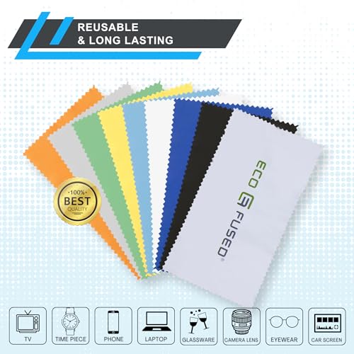 Eco-Fused Microfiber Cleaning Cloth - 5.5x3'' Microfiber Cloth - Pack of 18 Lens Cleaning Wipes - Cleaning Cloth for Glasses, Eyeglasses, Camera Lens & Phones - color: 18 Pack - 5.5 X 3 Inch