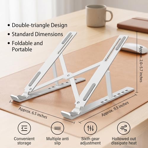 Ergonomic Laptop Stand, Plastic Laptop Riser, Portable and Adjustable Notebook Computer Holder Compatible,White - color: White