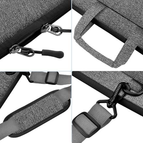 Laptop Case 15.6 inch Shoulder Bag, Durable Shockproof Protective Computer Carrying Briefcase with Multi-Pockets and Strap Compatible with Most 15.6 inch Notebooks,Dark gray-black - color: Dark Gray-black, size: 15.6"