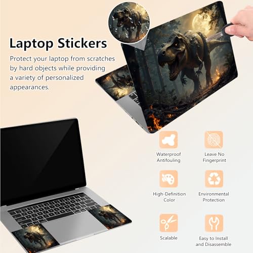 Laptop Skin Sticker Decal 15.6 Inch,12 13 13.3 14 15 15.6 in Laptop Netbook Skins for Notebook,Art Decal Removable Waterproof Scratch Resistant,Universal Vinyl Cover,Dinosaur Forest Moon - color: Dinosaur Forest Moon