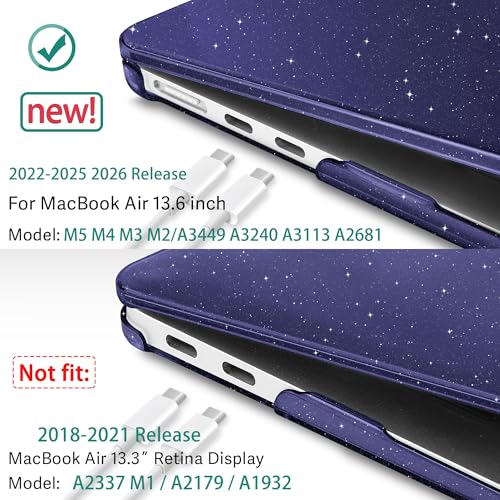 May Chen Case for MacBook Air 13/13.6-inch (M5/M4/M3/M2, 2022-2026 Models A3449 A3240 A3113 A2681), Lightweight | Closes Seamlessly | Ideal for Work Hard Shell Case, RoyalBlue Glitter - color: RoyalBlue Glitter