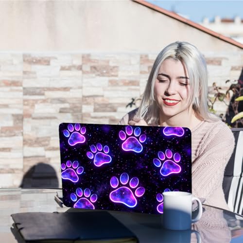 PLIGREAT 15 Inches Laptop Decal Sticker Skin Cover, Starry Sky Paw Art Design Laptop Sticker Decals Fits 12" to 15" Laptops Universal Waterproof Removable, Purple Black - color: Purple Black