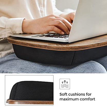 SONGMICS Lap Desk, Bed Tray, Laptop Table with Handle, Cushion, 12.6 x 15.7 x 3.1 Inches, Rustic Brown ULLD109B01