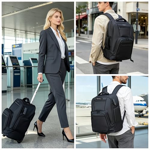 Rolling Backpack with Wheels - Water-Resistant, that fits a 17-inch laptop，Anti-theft, ideal for travel and business use—a Rolling Backpack with Wheels