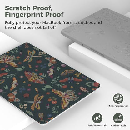 iCasso for M5 MacBook Air 13 inch Case 2026 2025-2022 M4 M3 M2 Model A3449 A3240 A3113 A2681, Sturdy Protective Hard Shell Case for Mac Air 13.6", Keyboard Cover + Screen Protector,Green Butterfly - color: Butterfly Green
