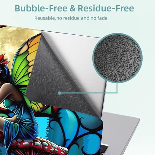 Universal Laptop Skin Decal, 3-Piece Vinyl Protector for 12 13 14 15.6" Notebook, Waterproof Anti-Scratch, Easy Trim & Bubble-Free Finish, Fairy Sitting on a Mushrooms - color: Fairy Sitting on a Mushrooms