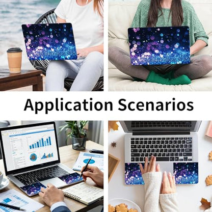 15.6 Inch Laptop Skin Sticker, Reusable Vinyl Cover Protector with 2 Wrist Pad Skins, Removable Waterproof Scratch-Resistant for 12-15.6 Inch Laptop Notebook,Glowing Blue and Purple Glitter - color: Glowing Blue And Purple Glitter