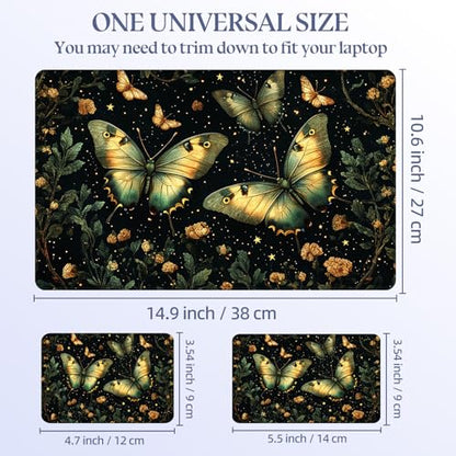 Universal Laptop Skin Sticker Decal,15.6 Inch Laptop Vinyl Cover for 13" 14" 15.6" Laptop,Scratch-Resistant Waterproof Protector Wrap,Reusable with Wrist Pads,Golden Butterflies on Starry - color: Golden Butterflies on Starry