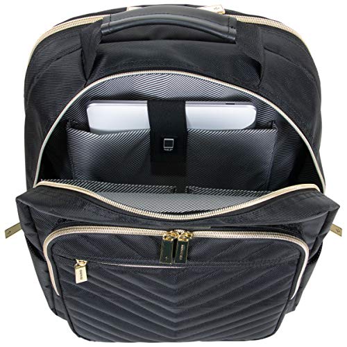 Kenneth Cole REACTION Chelsea 2-Piece Bundle - 17" 4-Wheel Spinner Underseat Carry-On Luggage & Matching 15" Laptop Backpack, Black - color: Black, size: 2pc Bundle (Underseater+Backpack)