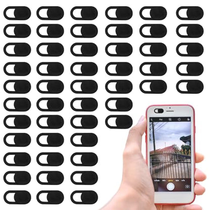 JJUNW 50 Pcs Webcam Cover Slide, 0.023 Inch Ultra-Thin Universal Laptop Camera Cover Slide Webcam Cover for Laptop, Computer(Black) - color: Black