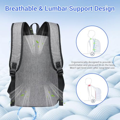 Kono Travel Laptop Backpack with USB Charging Port, Business Anti Theft Slim Sturdy Personal Item Bag, Water Resistant College Computer Daypack for Men & Women Fits 15.6 Inch Notebook, Grey - color: Grey