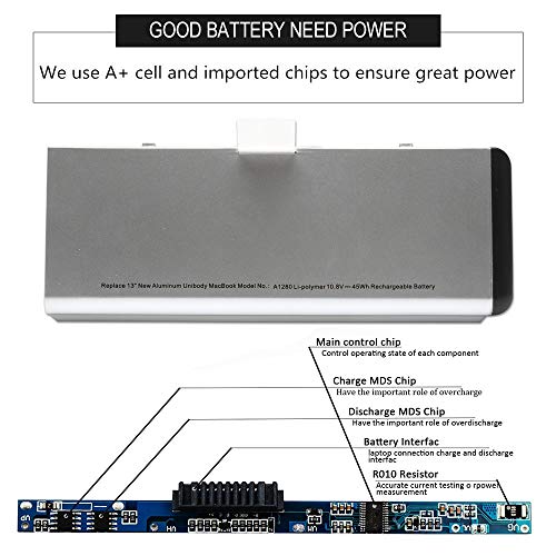 LQM 45Wh A1280 Laptop Battery, Compatible with Apple MacBook | Compatible with Apple MacBook 13-inch, A1278 (2008) series, MB771G/A, MB466LL/A, MB467LL/A - color: A1280