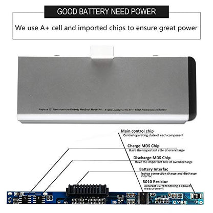 LQM 45Wh A1280 Laptop Battery, Compatible with Apple MacBook | Compatible with Apple MacBook 13-inch, A1278 (2008) series, MB771G/A, MB466LL/A, MB467LL/A - color: A1280