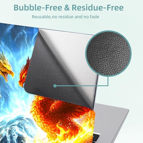 Universal Laptop Skin Decal, 3-Piece Vinyl Protector for 12 13 14 15.6" Notebook, Waterproof Anti-Scratch, Easy Trim & Bubble-Free Finish, Dragon and Phoenix - color: Dragon and Phoenix