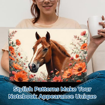 Reusable Universal Laptop Skin Sticker, Cut to Fit for 11.6–15.6 Inch Laptops, Waterproof Protective Film, No-Residue - Horse with Flowers - color: Horse with Flowers
