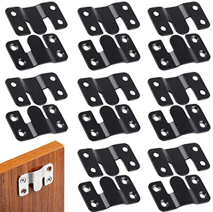 16Pcs Stainless Steel Interlock Hanging Buckle,Flush Concealed Mount Brackets Stainless Steel Z Clip Bracket Interlock Hanging Buckle Mountain Buckle for Picture Display Art Gallery - color: Black, size: Large Without Screws