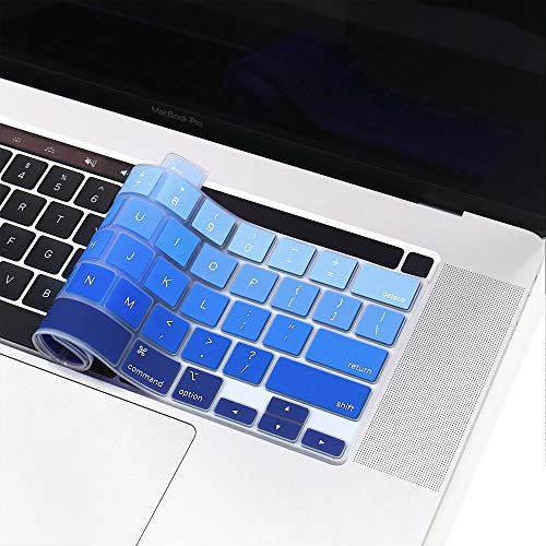 ProElife Keyboard Cover for MacBook Pro 13'' M2 M1 & 16'' A2141, Ombre Blue | U.S. Layout, Ultra-Thin (0.26 mm), Dust-Proof, Backlight Visible, Precision Molded, Soft-Touch Typing, Washable & Reusable