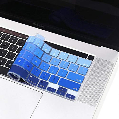 ProElife Keyboard Cover for MacBook Pro 13'' M2 M1 & 16'' A2141, Ombre Blue | U.S. Layout, Ultra-Thin (0.26 mm), Dust-Proof, Backlight Visible, Precision Molded, Soft-Touch Typing, Washable & Reusable