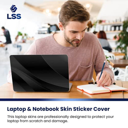 LSS 15 15.6 Inches Laptop Notebook Skin Sticker with 2 Wrist Pads - Reusable Cover Protector Vinyl Sticker Cover Decal Fits 13" - 16" HP Asus Acer Samsung - Black Waves - color: Black Waves, size: 13" - 16"
