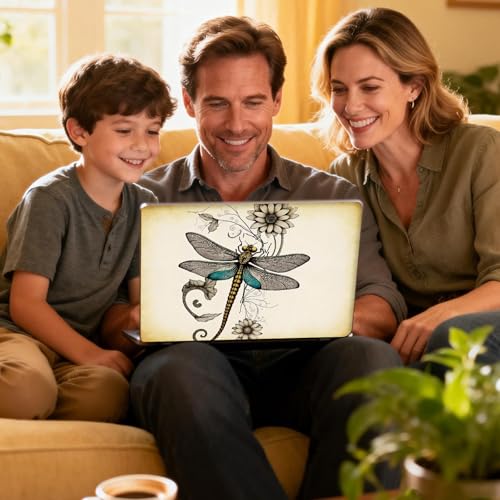 Universal Laptop Skin Sticker Decal for 11.6”12" 13" 13.3" 14" 15" 15.4" 15.6" Reusable Waterproof Scratch-Scratch Resistant Protective Vinyl Laptop Notebook Skin Stickers - Dragonfly Sunflower - color: Dragonfly Sunflower