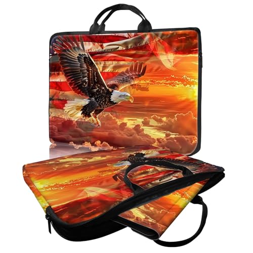 Laptop Bag,14 15 15.6 inch Laptop Case Sleeve,Computer Sleeve with Handle for Women Men,Carrying Case for MacBook,Dell,Lenovo,Notebook Computer,Eagle Flag Sunset - color: Eagle Flag Sunset