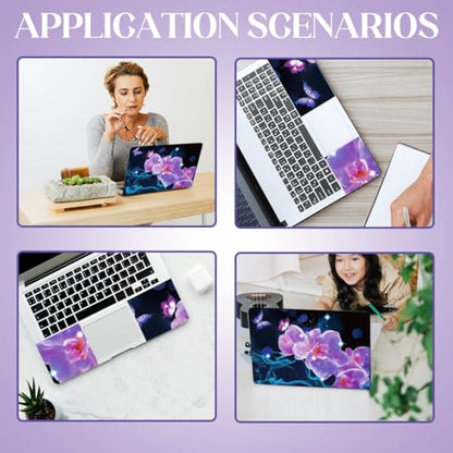 SUPERDANT Flashy Phalaenopsis Laptop Skin Sticker Decal Flower Universal Laptops Notebook Skin Sticker 12 13 13.3 14 15 15.4 15.6 Inches Vinyl Laptop Cover Stickers Removable Waterproof Black Purple