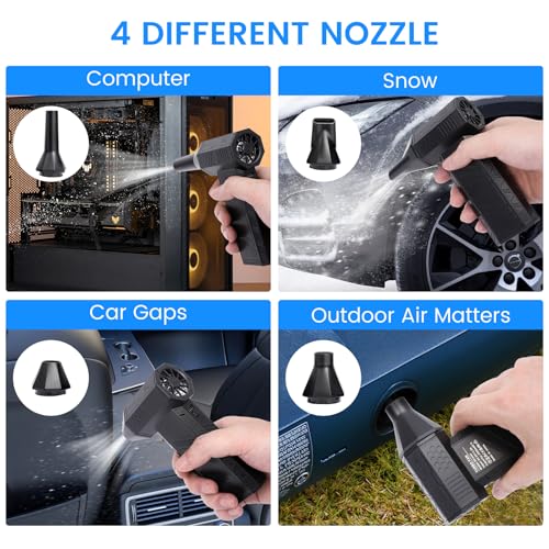 Compressed Air Duster, 3-Gear Electric Air Duster Rechargeable, Super Power Air Blower with Brushless Motor, Mini Blower for Computer, Keyboard, Car, House, Office, Outdoor, PC