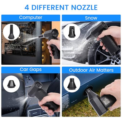 Compressed Air Duster, 3-Gear Electric Air Duster Rechargeable, Super Power Air Blower with Brushless Motor, Mini Blower for Computer, Keyboard, Car, House, Office, Outdoor, PC