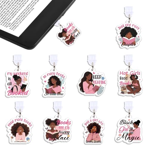 Wxiben Dust Plug Charm for Kindle - 9 Pack Dust Plug Compatible with Type C/USB C Charging Port Pendant Plug Cover for Phone E-Reader Book Lover Gifts Dust Plug Accessories for Women Men - style: Black Girl