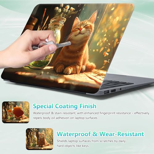 Laptop Skin Sticker Decal 12"-15.6" Universal Laptop/Notebook/Netbook Vinyl - Waterproof Scratch Resistant,Fits HP Dell Lenovo MacBook,2 Free Wrist Pads,Easy Apply & Remove,Cute Cat Sunshine - color: Cute Cat Sunshine