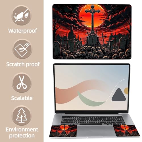 Universal Laptop Skin Sticker for 12/13/14/15.6 Inch Laptops, Reusable Vinyl Laptop Decal Cover, Waterproof Scratch Resistant Notebook Skin with 2 Wrist Pads,Crossed Skulls - color: Crossed Skulls