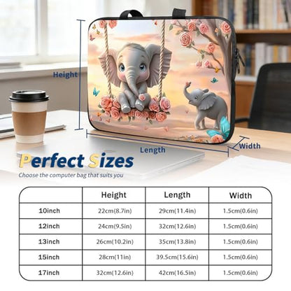 Laptop Bag 10 Inch,Resistant Shockproof Laptop Sleeve Case Protective Cover Carrying Case with Handle Compatible for HP Dell Lenovo Acer Asus Notebook Computer,Baby Elephant Swing - color: Baby Elephant Swing, size: 9-10.5 in