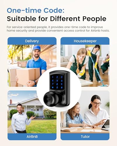Keyless Entry Door Lock Keypad Smart Door Knob Electronic Digital Code Lock | Zinc Alloy Anti-Bump Security One-Slide Passage Mode Switch 20 User Codes One-Time Guest Code 15 Min Easy DIY Install - size: HL-669K Matte Black 1pack