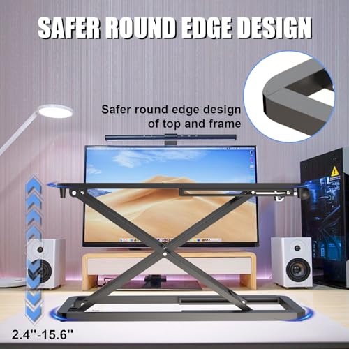 Keyboard Riser for Desk- 23.6’‘ Height Adjustable Standing Desk Converter, Table Lifter for Standing, Keyboard and Mouse Riser for Ergonomic Sit Stand Workstations, 6 Height Levels