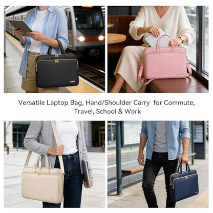 15.6 16 Inch Laptop Bag Case for Women Men Compatible with MacBook Pro M5/HP OmniBook Omen Envy/Dell Pro Inspiron/Lenovo Yoga IdealPad, Messenger Carrying Briefcase Computer Bag Case, Pink - color: Pink, size: 15.6 inch