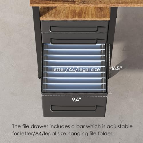 Ｍａｉｈａｉｌ Maihail Small Desk with Drawers, 40 inch Computer Desk with Shelves, Writing Desk with Storage, Small Office Desk with Metal Frame, Rustic Brown - color: Rustic Brown+black, size: 40 inch