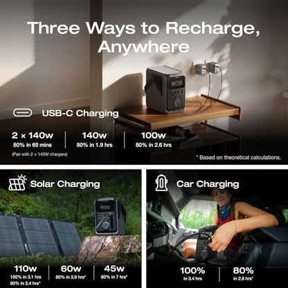 EF ECOFLOW TRAIL 300 DC Portable Power Station with Camping Lamp | 288Wh LiFePO4 Power Bank, Solar Generator, for Camping, Travel, and Emergency Power - style: TRAIL 300+CAMPING LIGHT