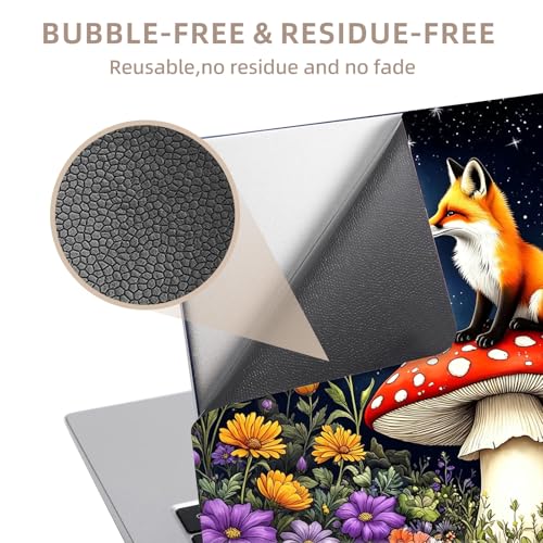Universal Laptop Skin Sticker for 12/13/14/15.6 Inch Laptops, Reusable Vinyl Laptop Decal Cover, Waterproof Scratch Resistant Notebook Skin with 2 Wrist Pads,Cute Fox Garden - color: Cute Fox Garden