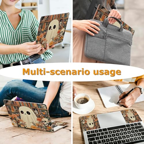Universal Laptop Skin Sticker with 2 Wrist Pad Decals, 3-Piece Removable Vinyl Laptop Cover, Ghost Skull Florals Waterproof Anti-Scratch, Easy-Trim Fit for 13.3" 14" 15.6" Laptops - color: Ghost Skull Florals
