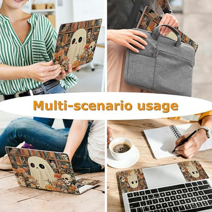 Universal Laptop Skin Sticker with 2 Wrist Pad Decals, 3-Piece Removable Vinyl Laptop Cover, Ghost Skull Florals Waterproof Anti-Scratch, Easy-Trim Fit for 13.3" 14" 15.6" Laptops - color: Ghost Skull Florals