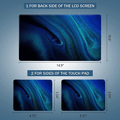 Laptop Skin Sticker Decal 15-15.6 Inches, Universal Reusable Vinyl Sticker for 12.1 13 13.3 14 15.4 Inches Netbook/Notebook PC, Waterproof & Scratch-Resistant (Blue Quicksand) - color: Blue Quicksand