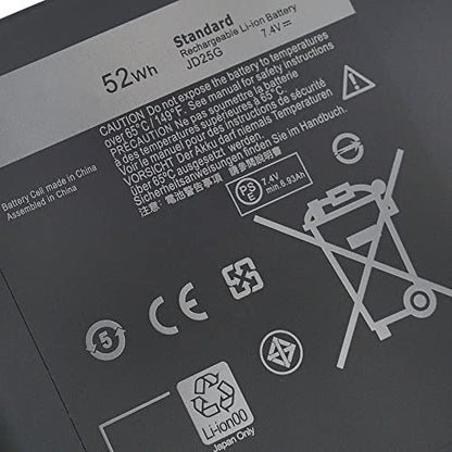 JHXPY 5K9CP JD25G 0DRRP 0N7T6 Replacement Laptop Battery for DELL XPS 13 9343 9350 13D-9343-350 13-9350-D1608 13D-9343-3708 90V7W 090V7W (7.4V 52Wh JD25G) - size: 7.4V 52Wh JD25G
