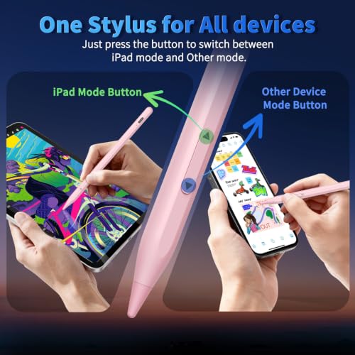 Universal Stylus Pen for iPhone, 2X Fast Charge Stylus Pencil for ipad | Compatible with iPhone, Apple ipad Pro Air Mini, Android, Tablet, All Touchscreen,Pink - color: pink