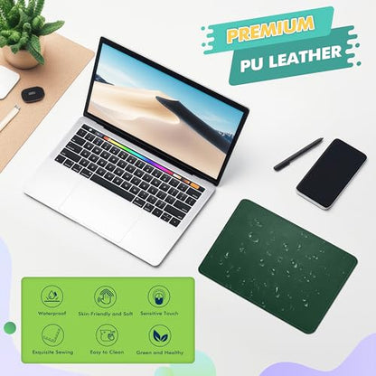 Mouse Pad, PU Mouse Pad，Leather Mouse Pad with Stitched Edge Micro-Fiber Base with Non-Slip Waterproof，Mouse Pad for Computers，Laptop, 8x11Inch (Army Green) - color: Army Green, size: 8L x 11W inches